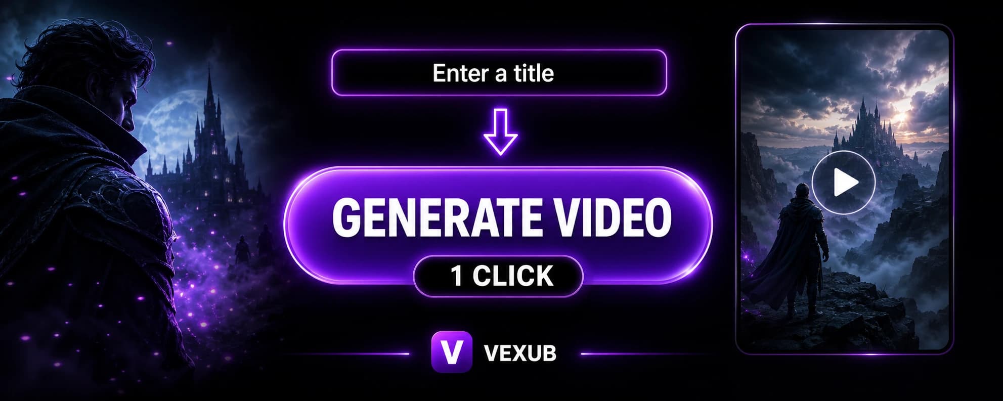 Saisir un titre, générer une vidéo IA et la publier